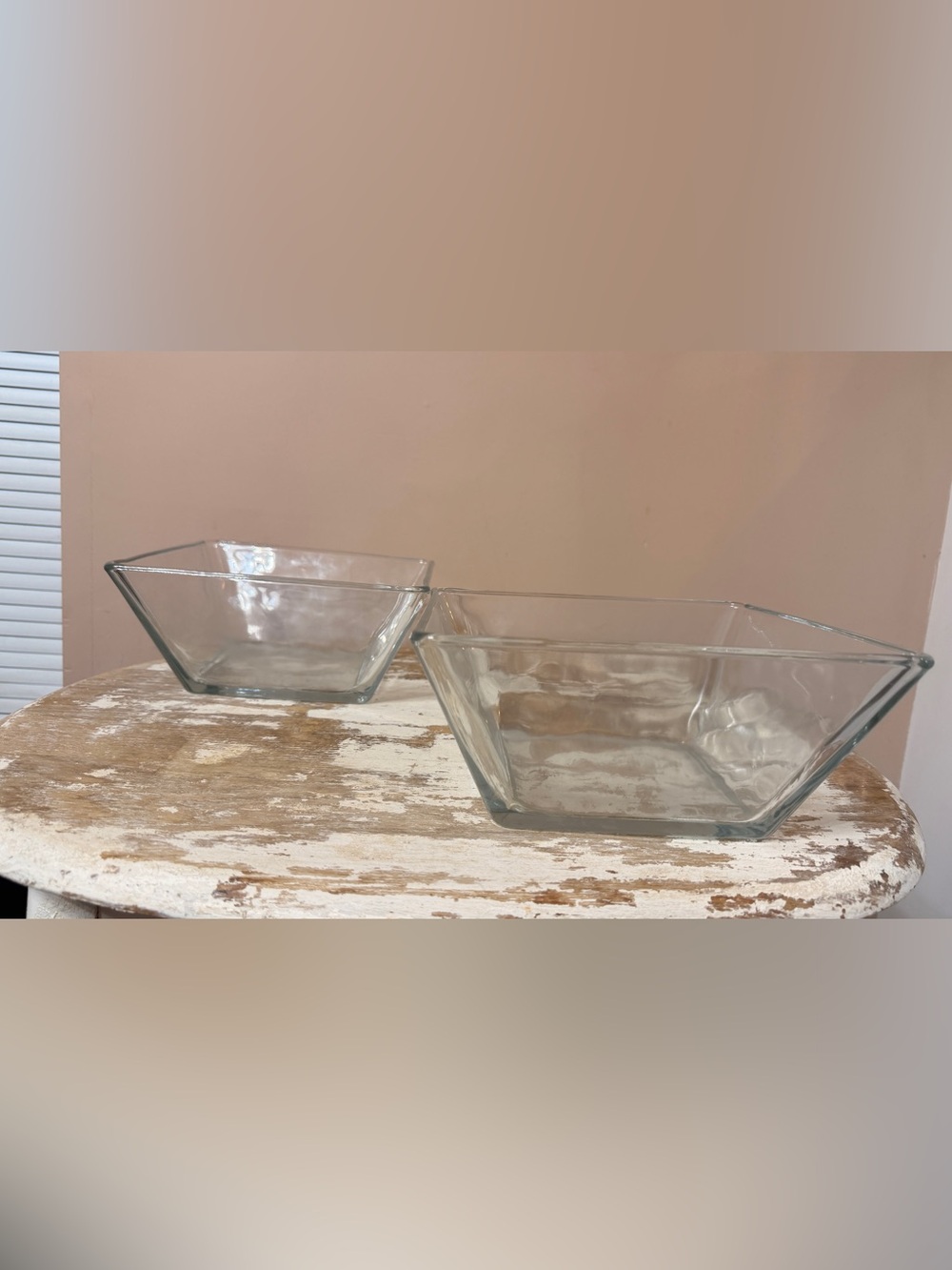 Clear Glass Square Serving Bowl - Set of 2